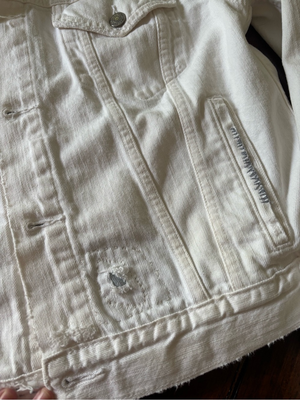 Authentic Lauren White Distressed Denim Jacket - Picture 4 of 7